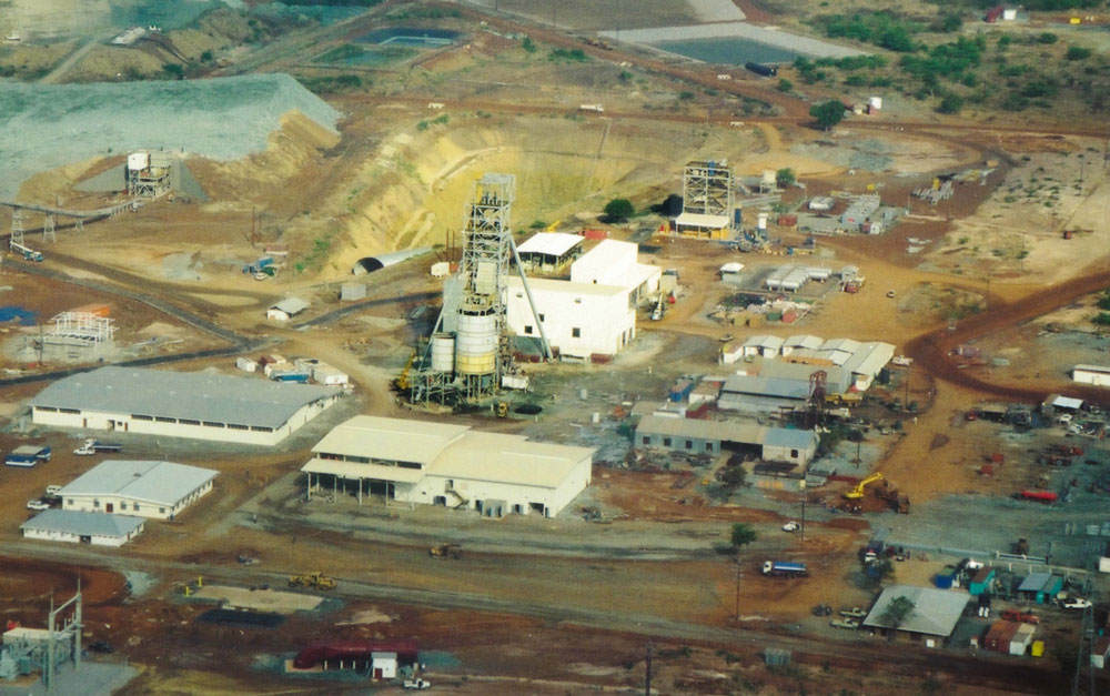 [Aerial view of the Bulyanhula mine under constructoin]