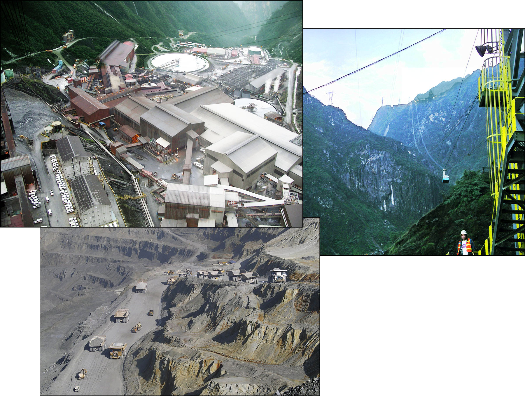 Concentrator level, cable car and pit at Grasberg