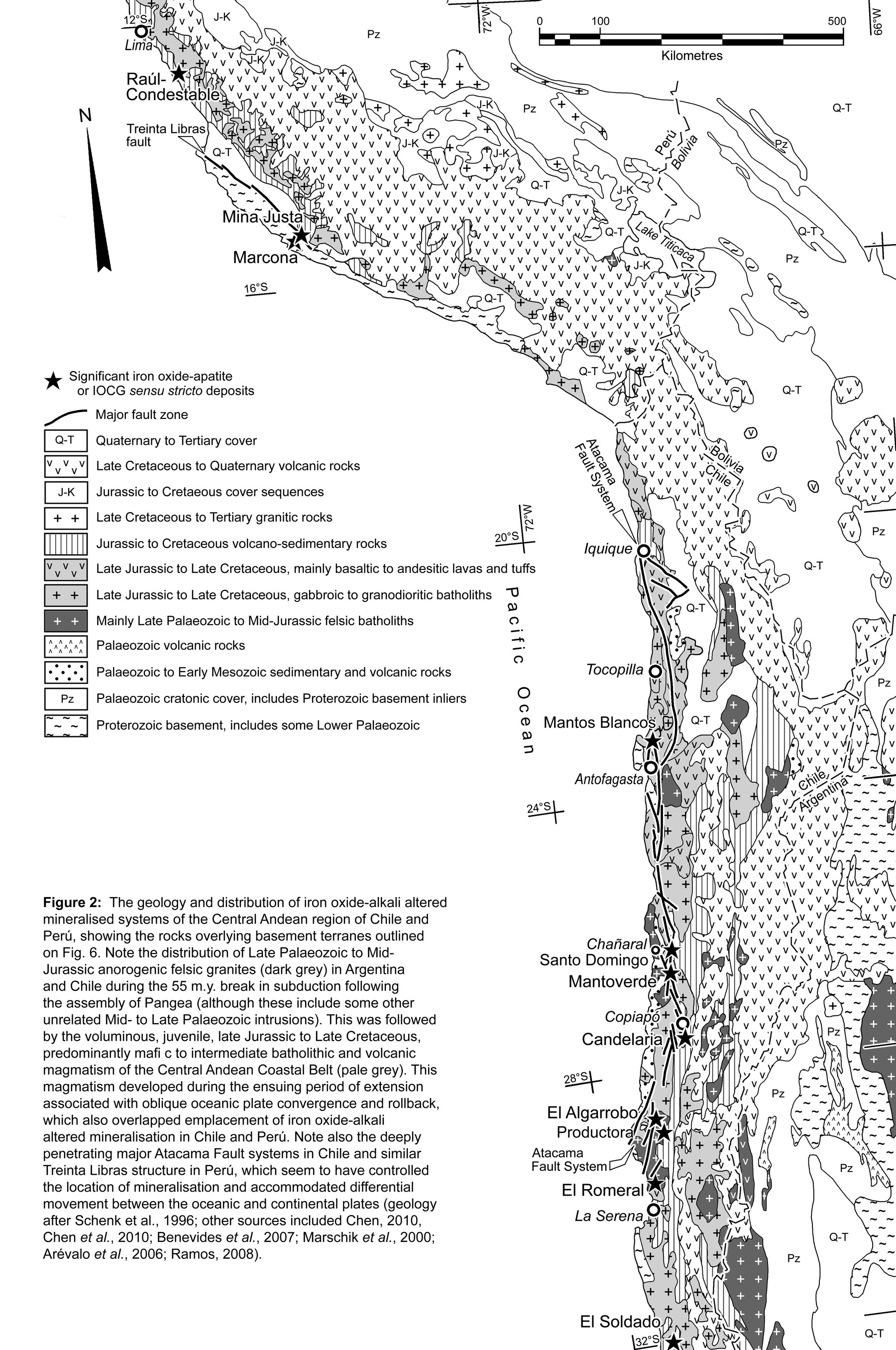 Chilean Coastal Belt geology and deposits