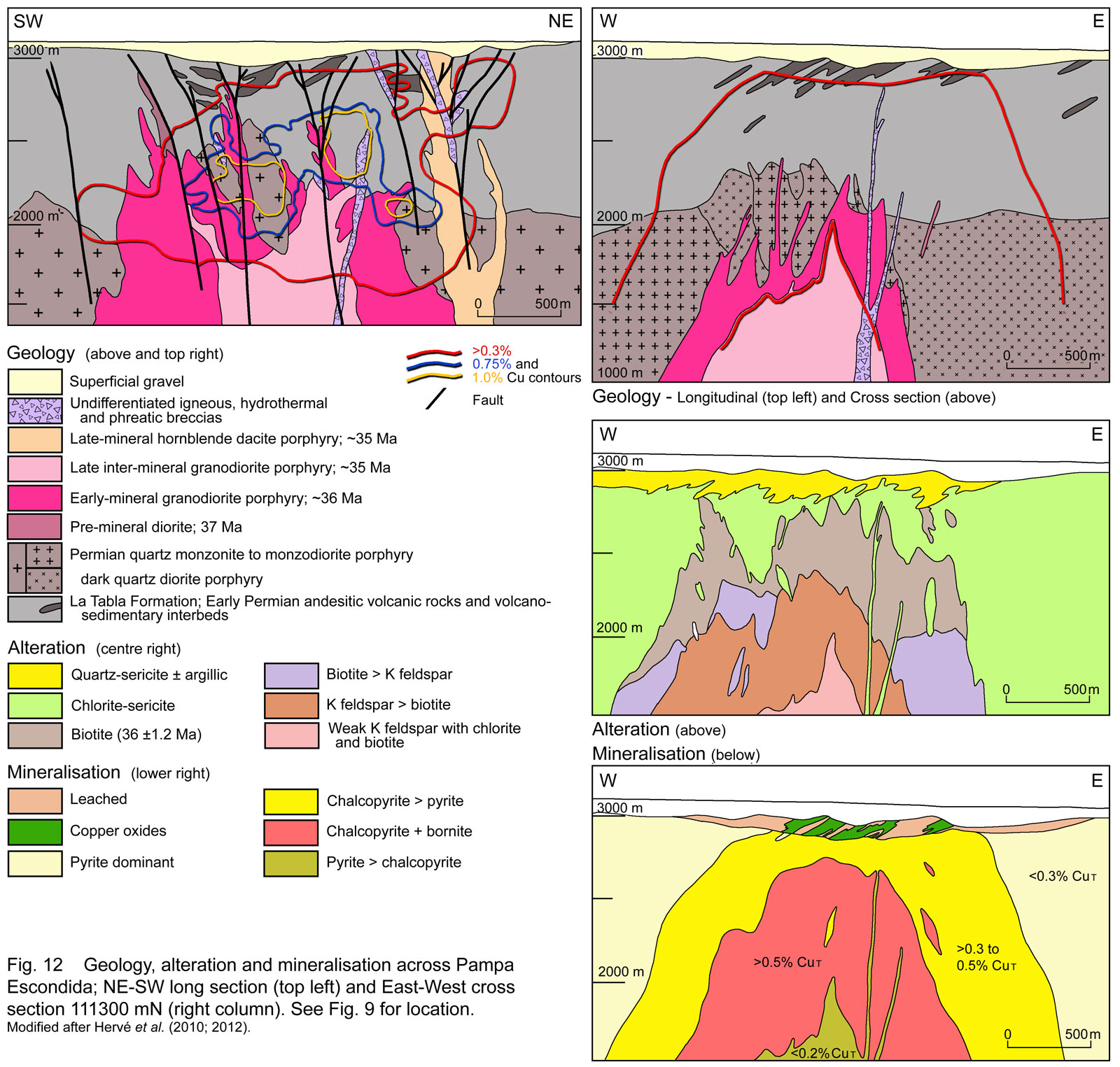 Pampa Escondida Geology alteration mineralisation cross section
