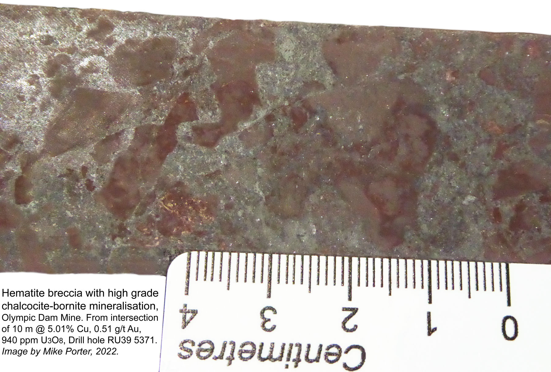 High grade mineralised hematite breccia
